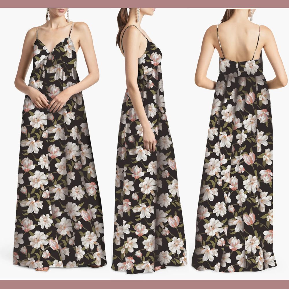 NWT $285 Sachin & Babi [ 14 ] Jessica Floral Print‎ Gown Ebony Garden Black